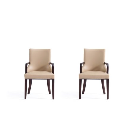 MANHATTAN COMFORT Shubert Faux Leather and Velvet Dining Armchair in Tan -  Set of 2 2-DC055AR-TN